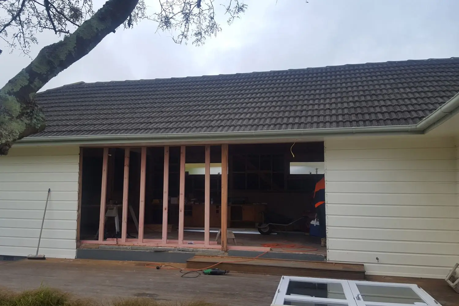 Granny flat / minor dwelling extension by Trust Builders, Wellington region — framing stage