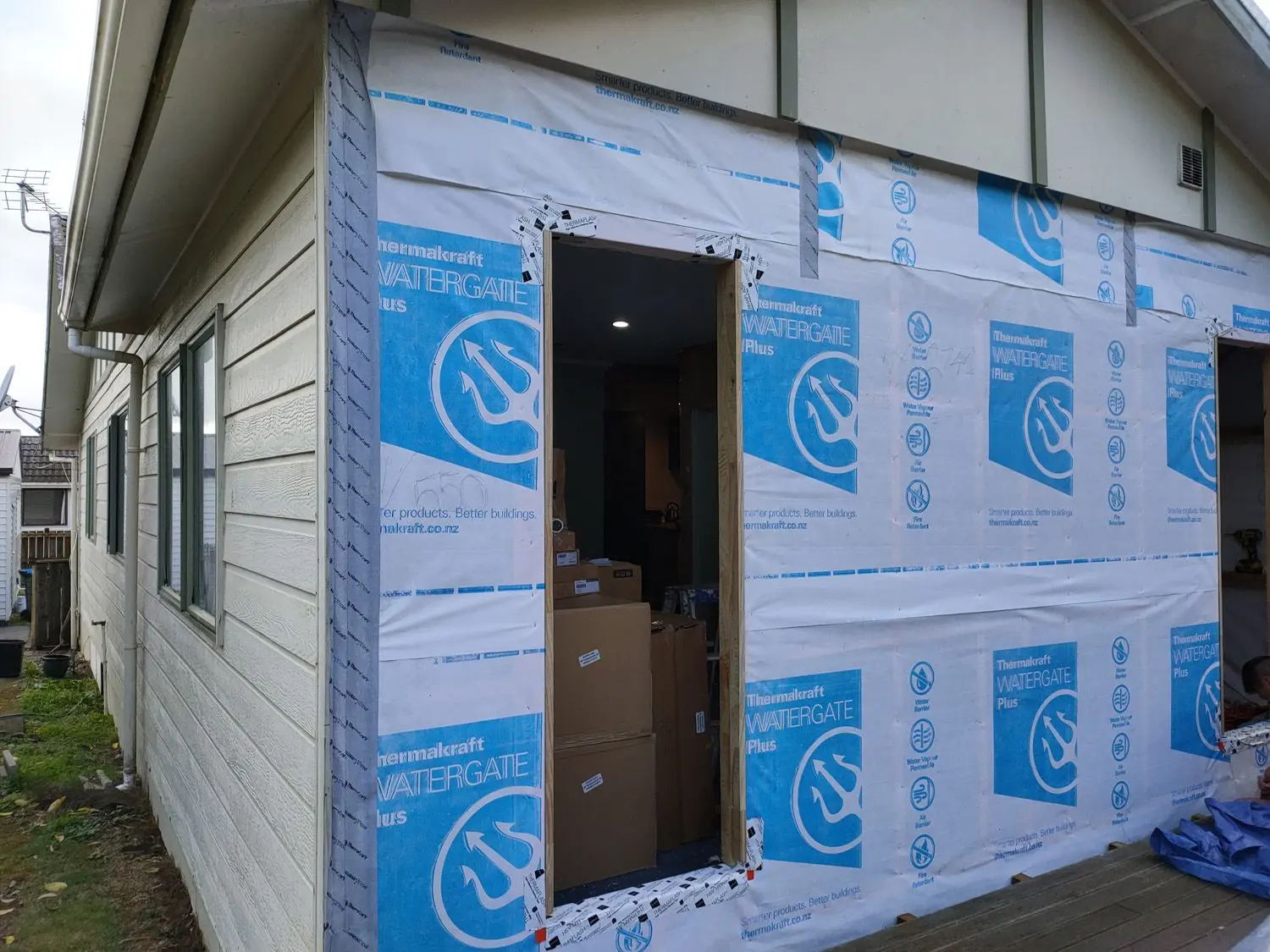 Basement dig-out by Trust Builders — drained cavity waterproofing on a Wellington hill home